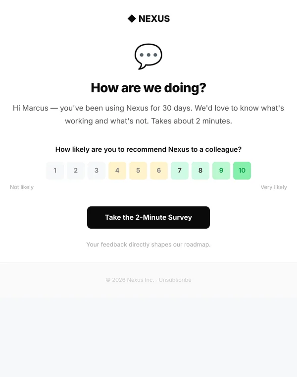 Preview of the feedback survey email